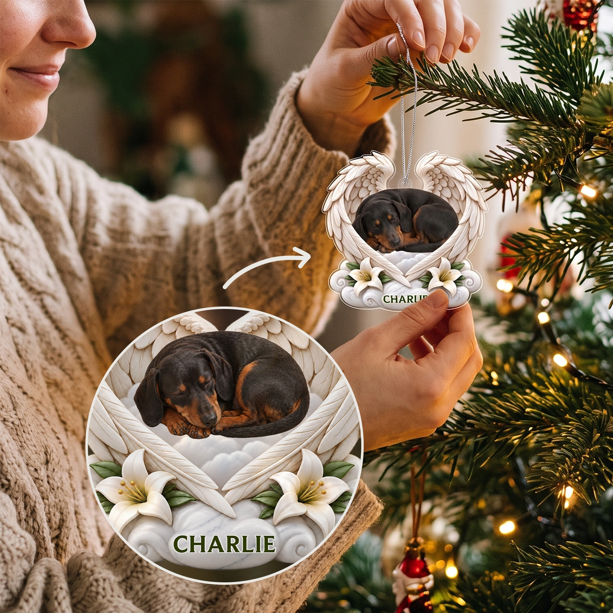 Personalized Christmas Ornament "Pet Photo Angel Wings"