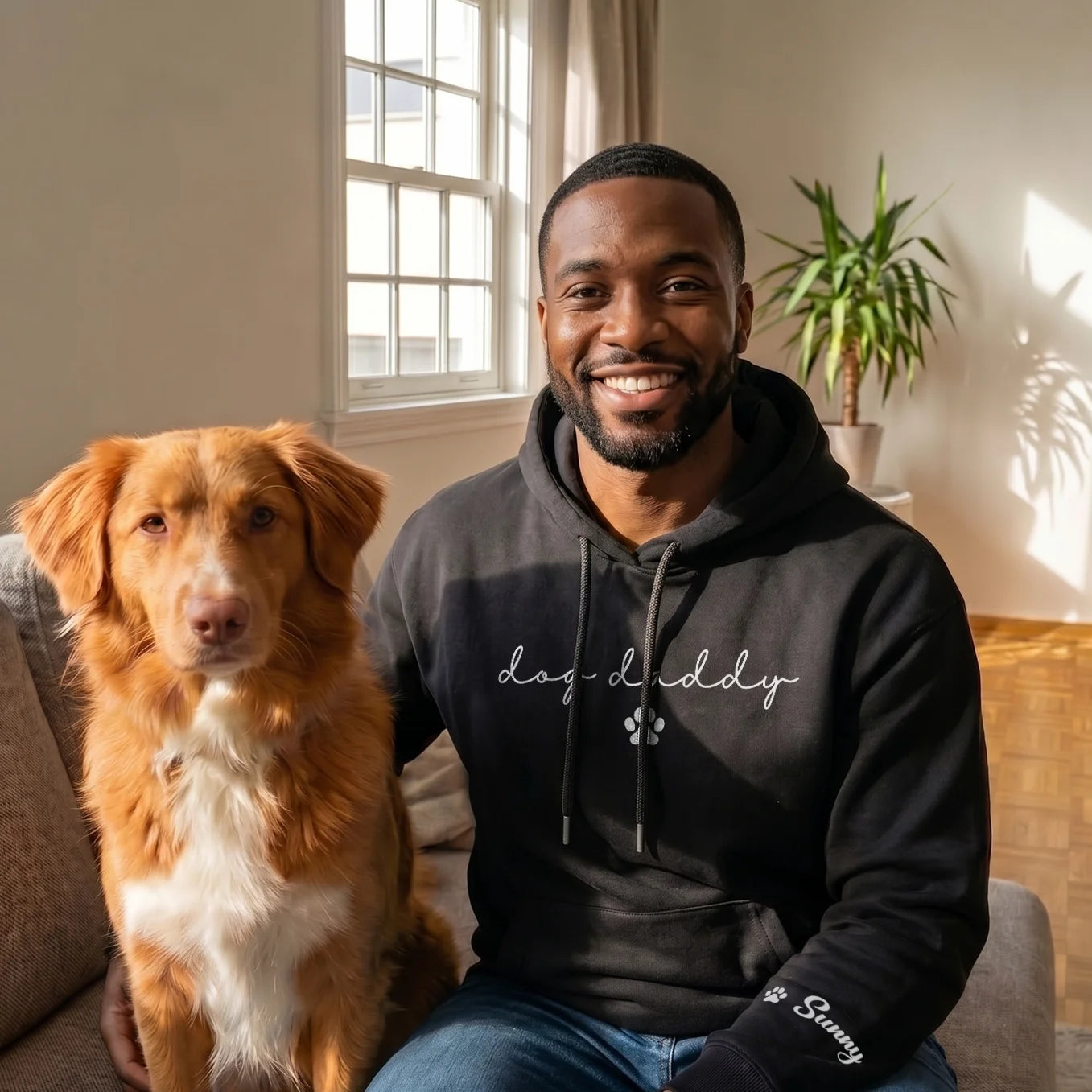 Personalized Hoodie "Dog Dad" with Sleeve Print