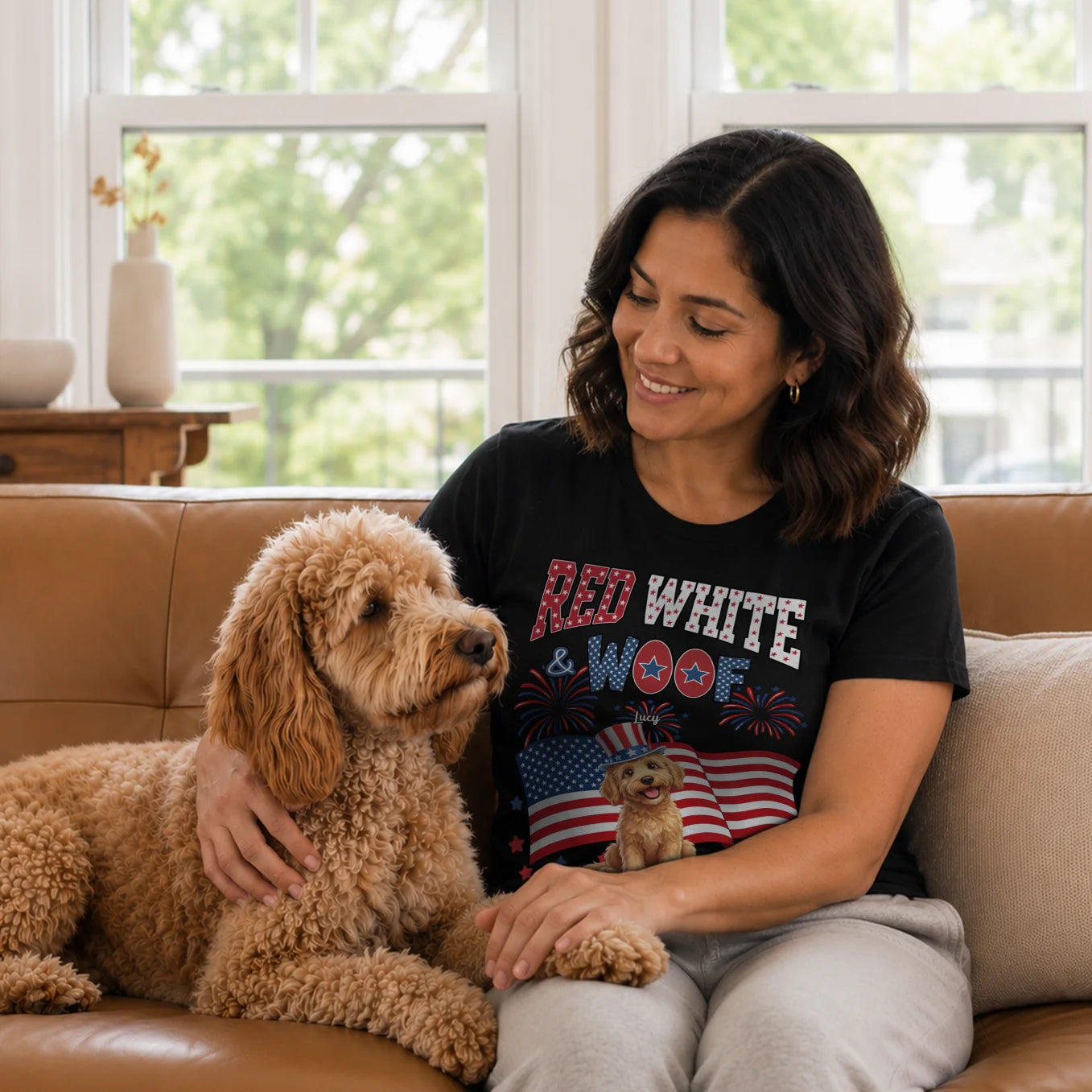 Personalized T-Shirt "Red White Woof"