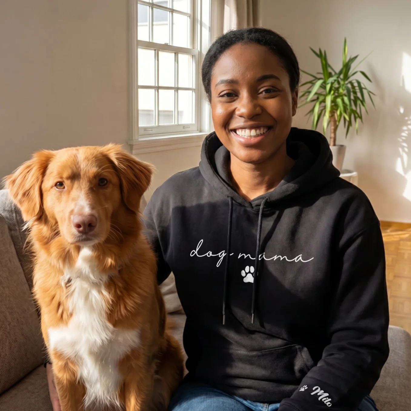 Personalized Hoodie "Dog Mama" with Sleeve Print