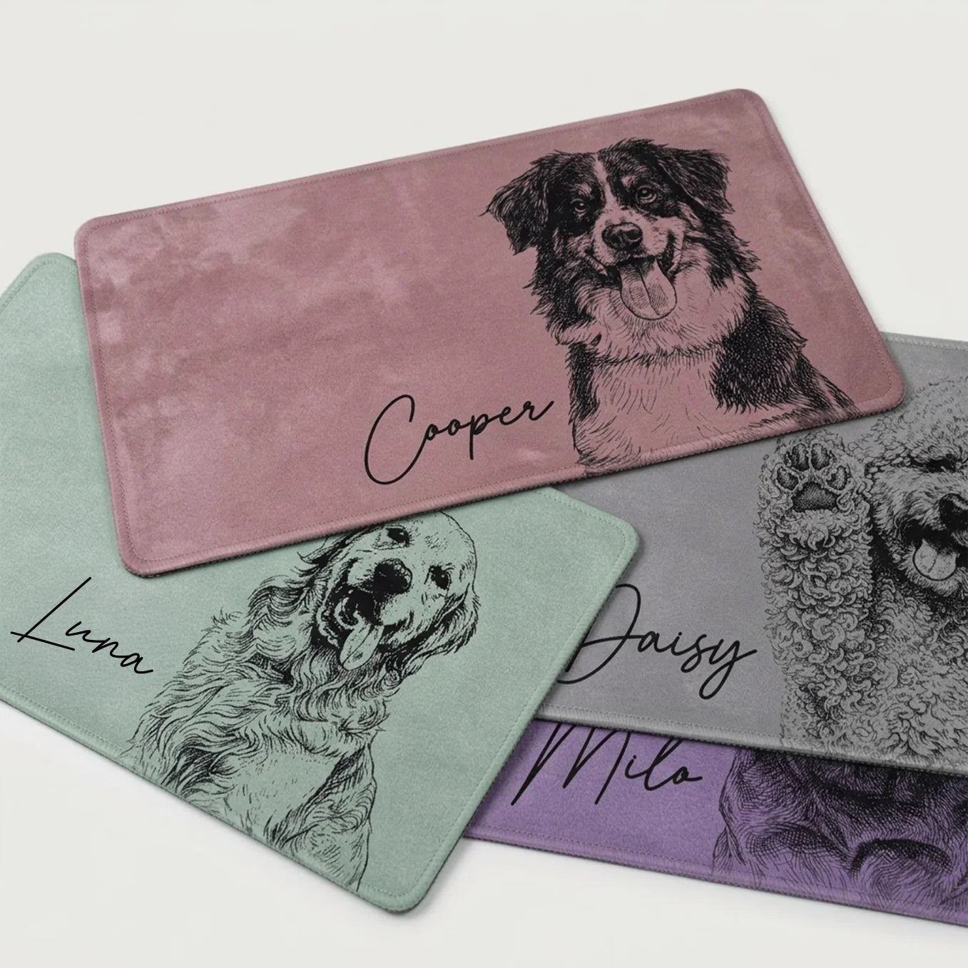 Personalized Deskmat "Dog Pencil Drawing"