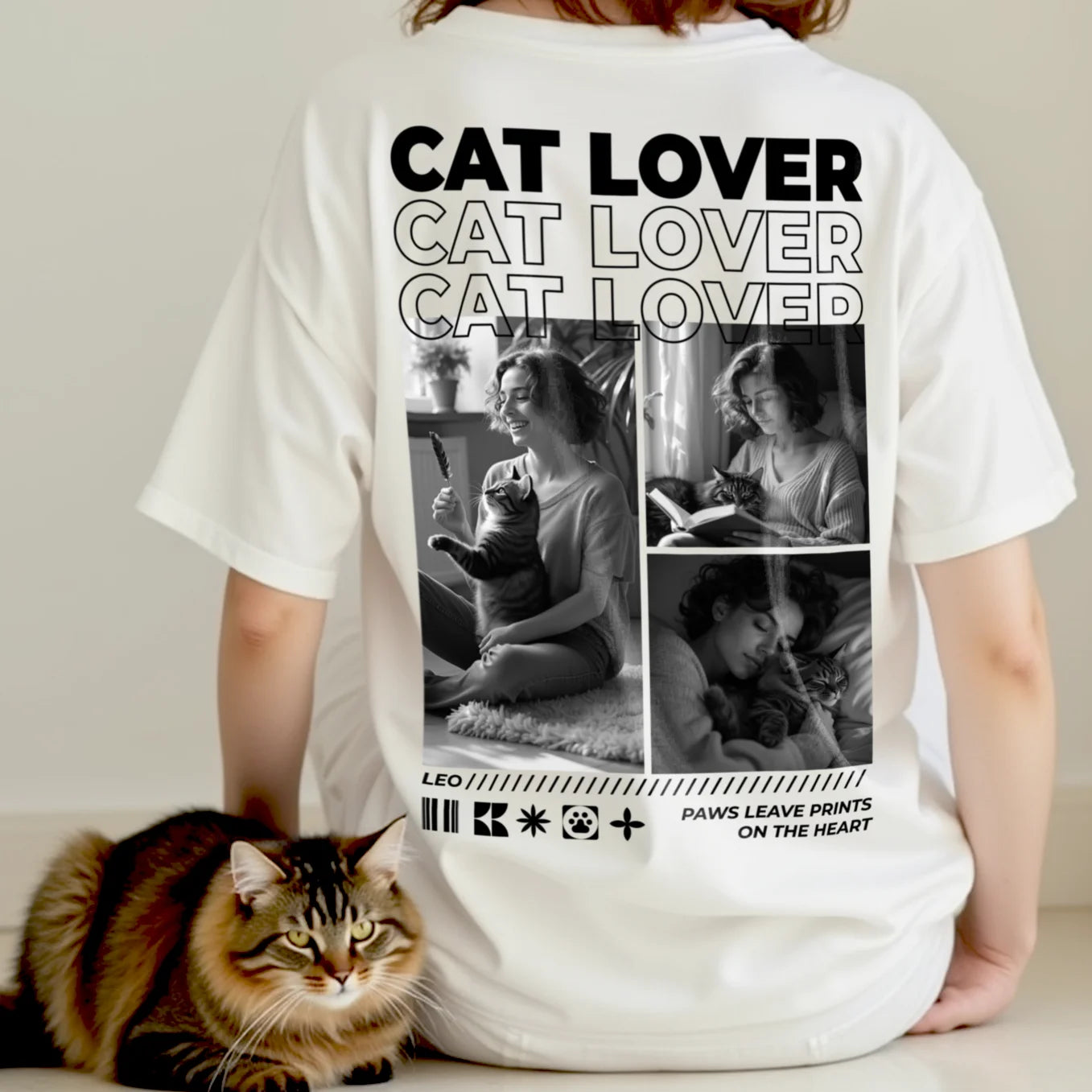 Personalized Oversized T-Shirt "Cat Mom"