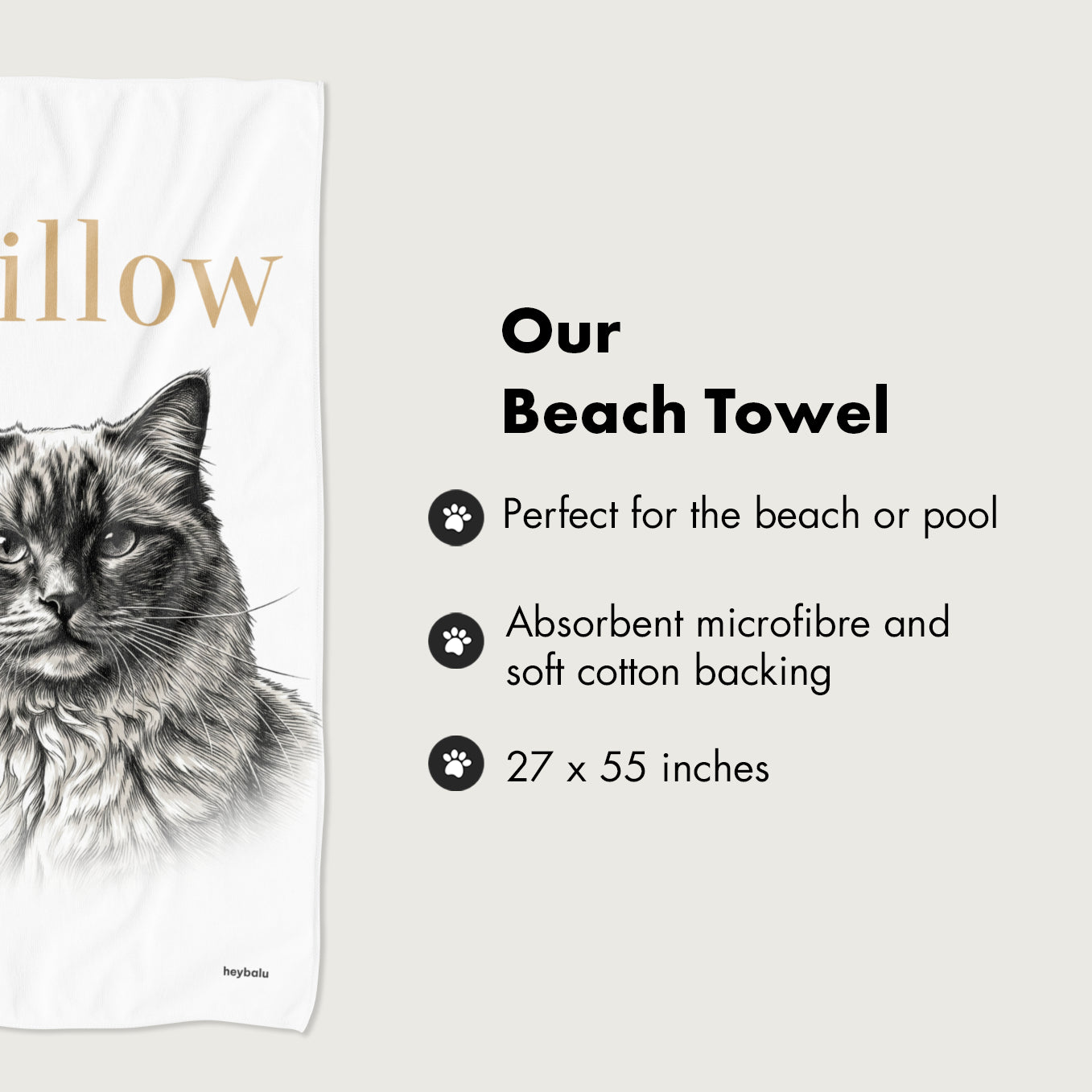 Personalized Beach Towel "Retro Cat"