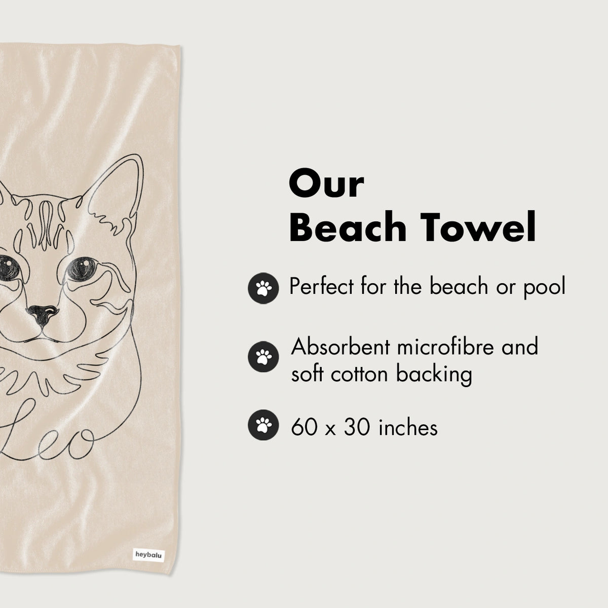 Personalisiertes Badetuch Katze "Line Art" – personalisiertes Geschenk – Ansicht 7