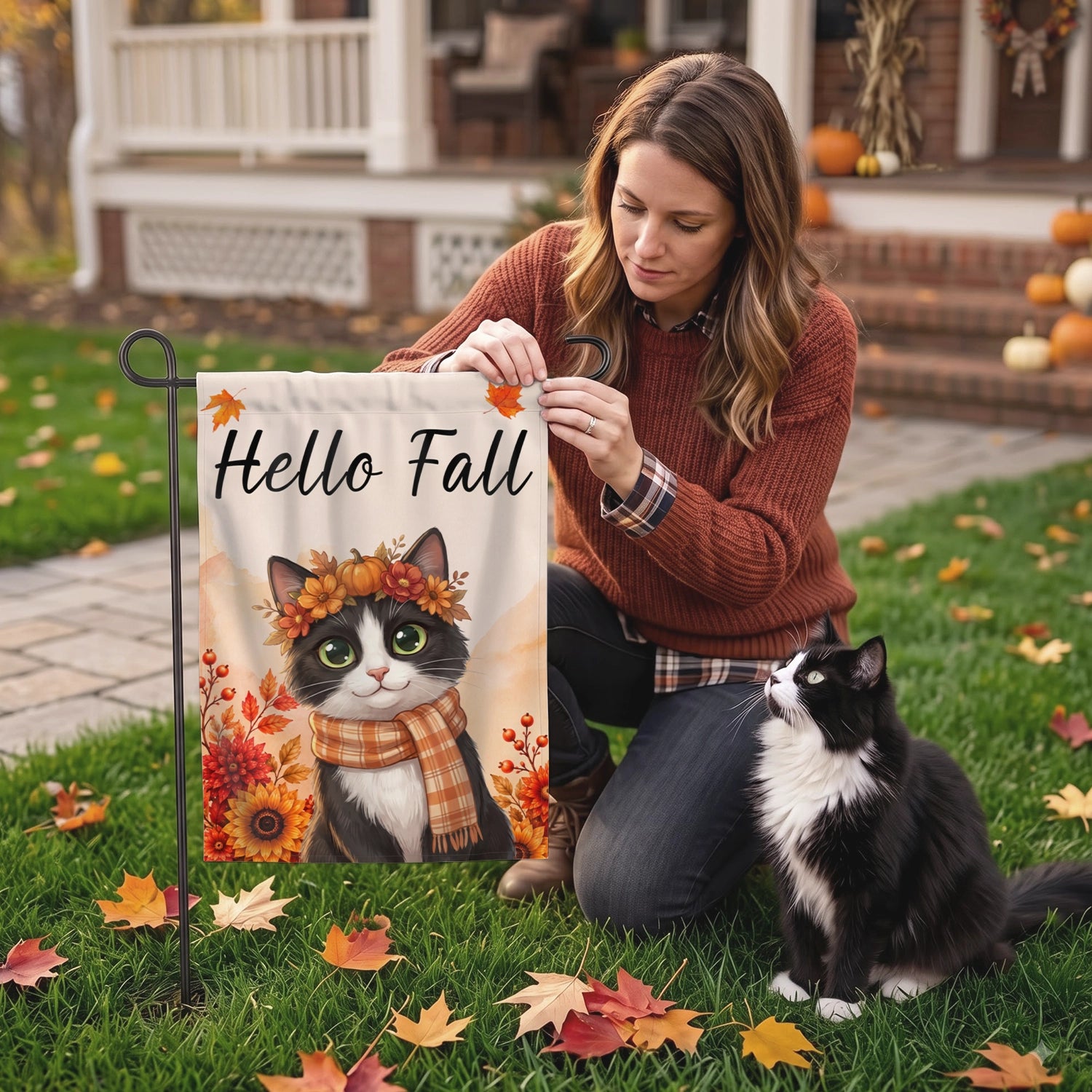 Personalized Flag "Autumn Cat"
