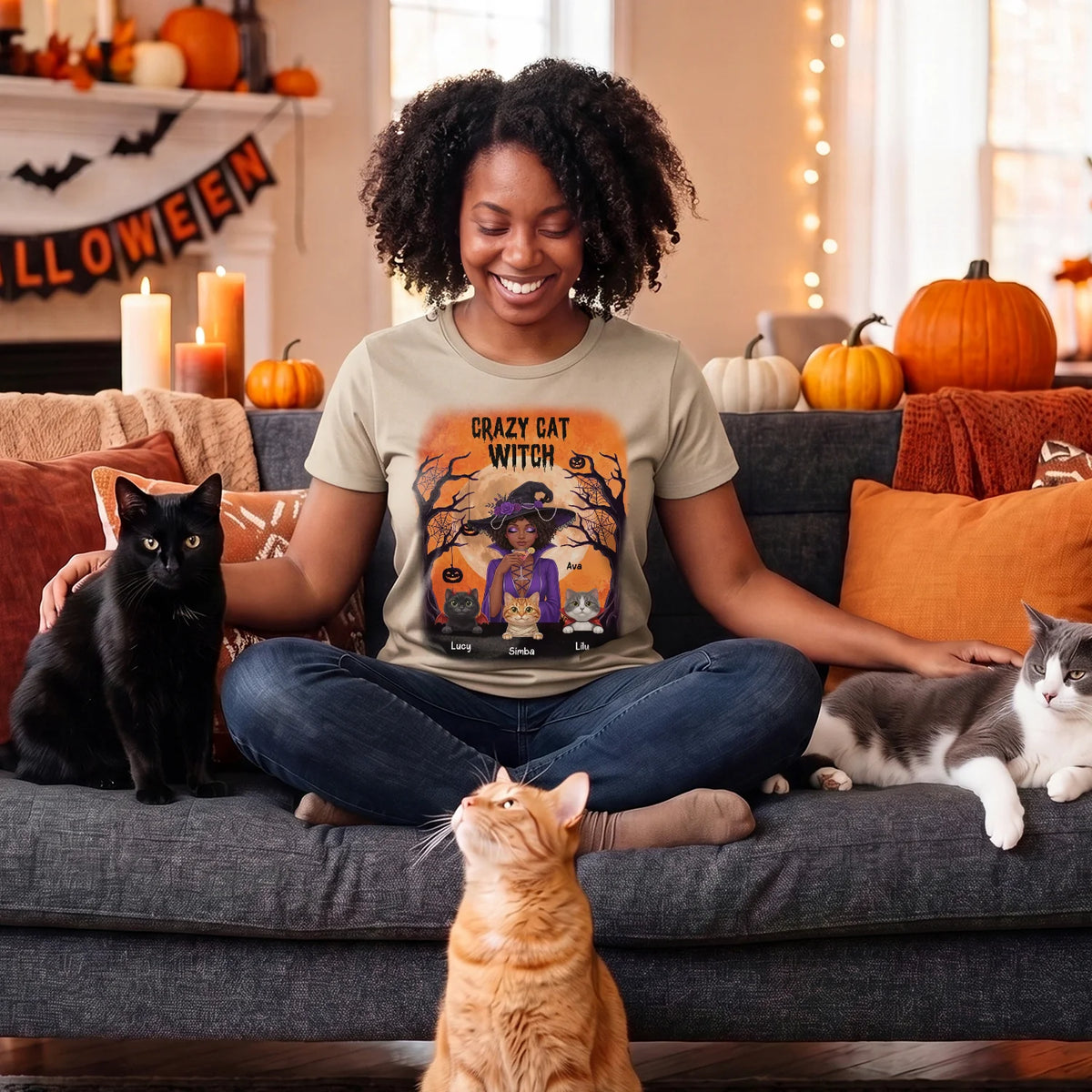 Personalized T-Shirt "Cat Mom Witch"