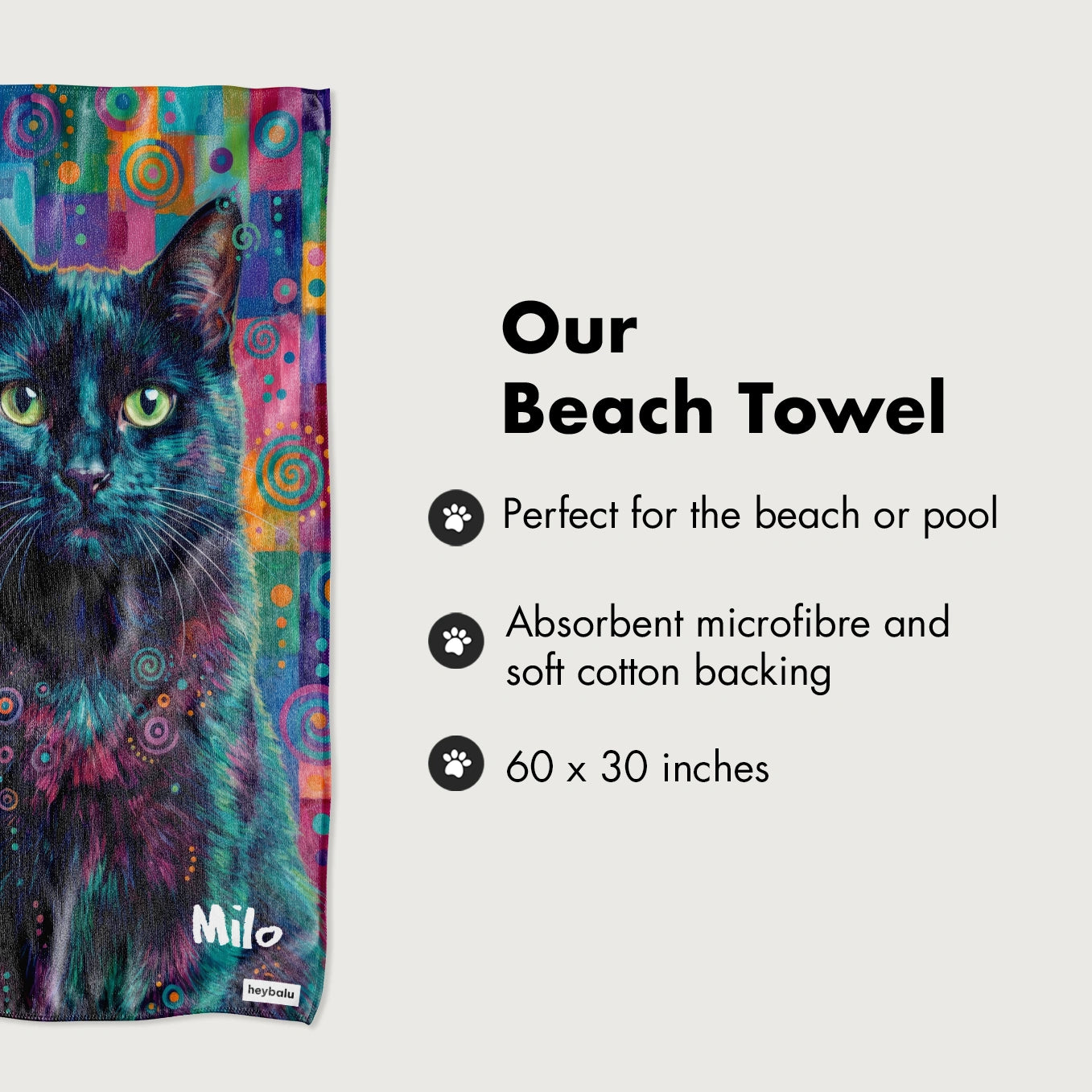 Personalized Beach Towel "Graffiti Cat"