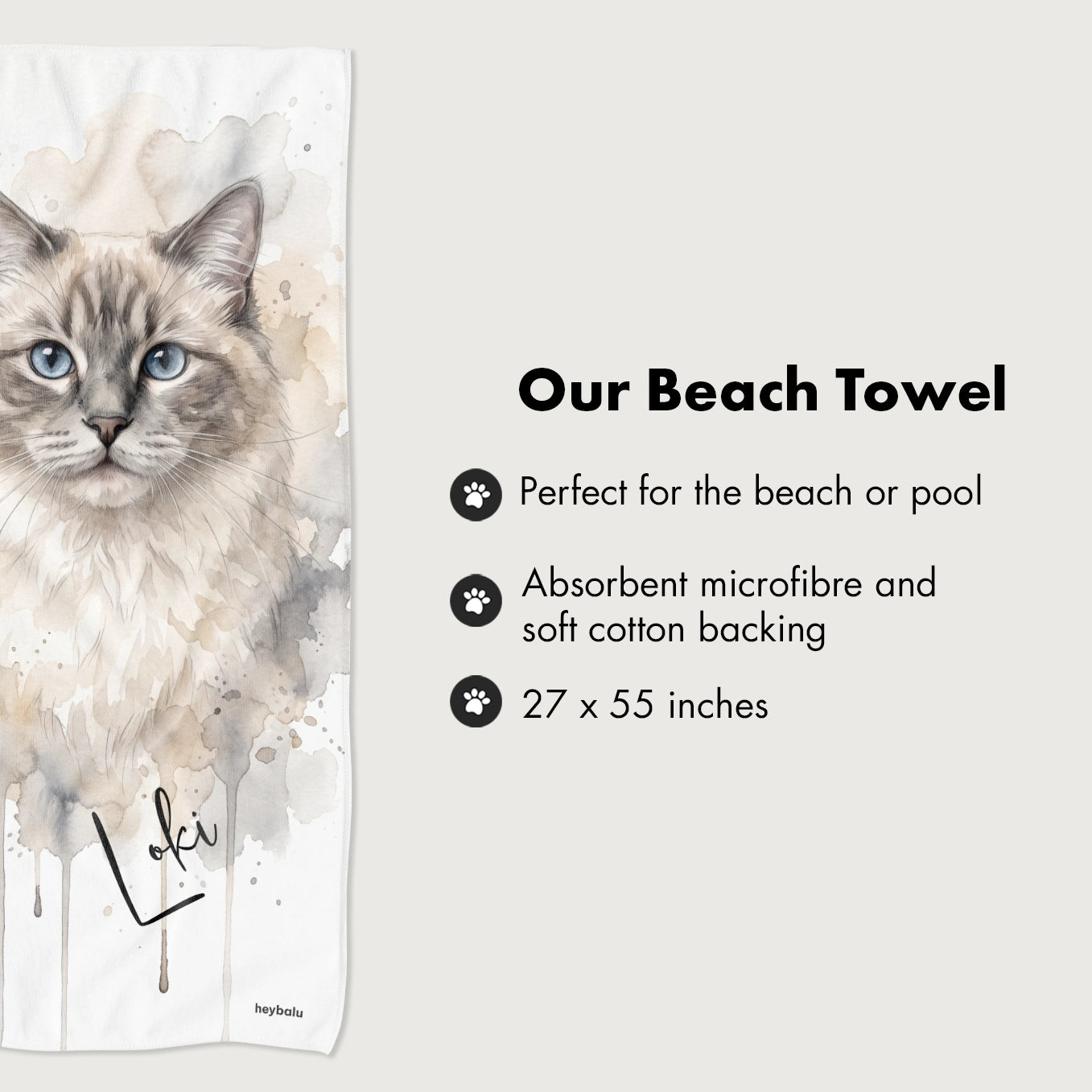 Personalized Towel "Watercolor Cat"