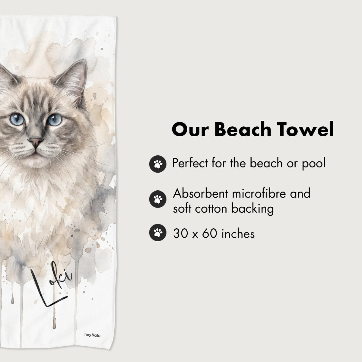 Personalized Towel "Watercolor Cat"