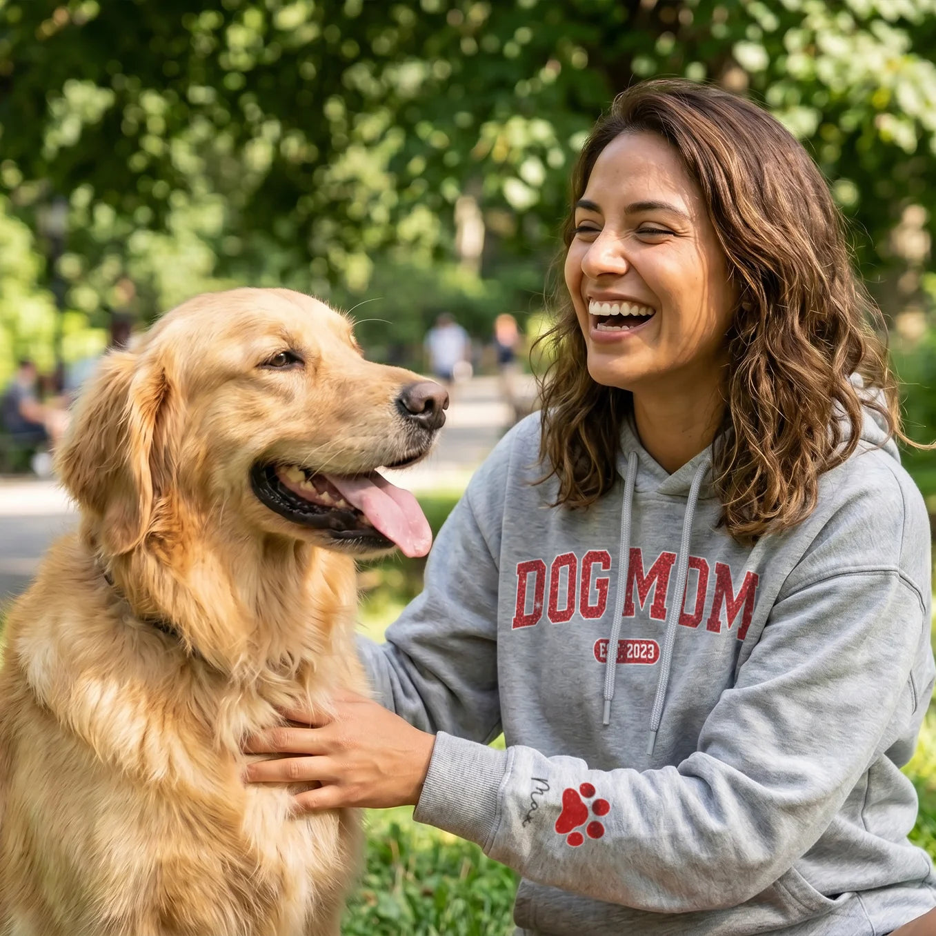 Personalized "Dog Mom Year" Hoodie with Sleeve Print