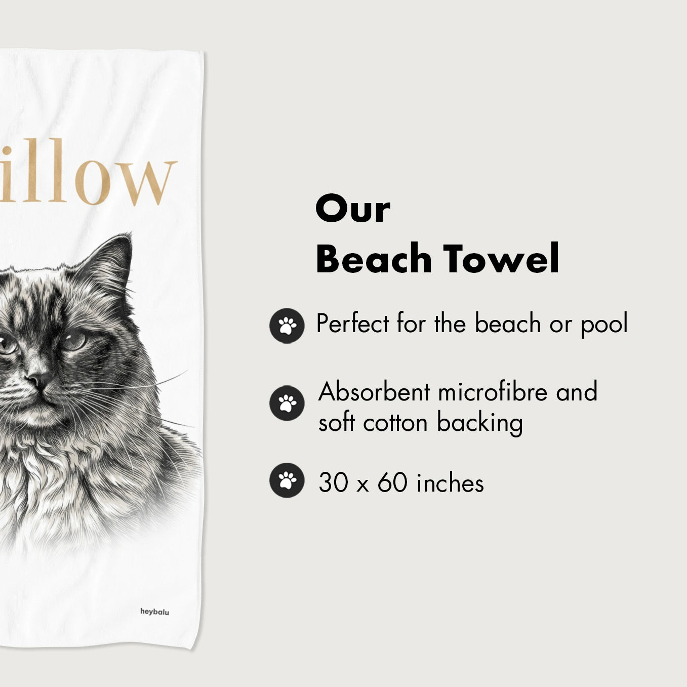 Personalized Beach Towel "Retro Cat"