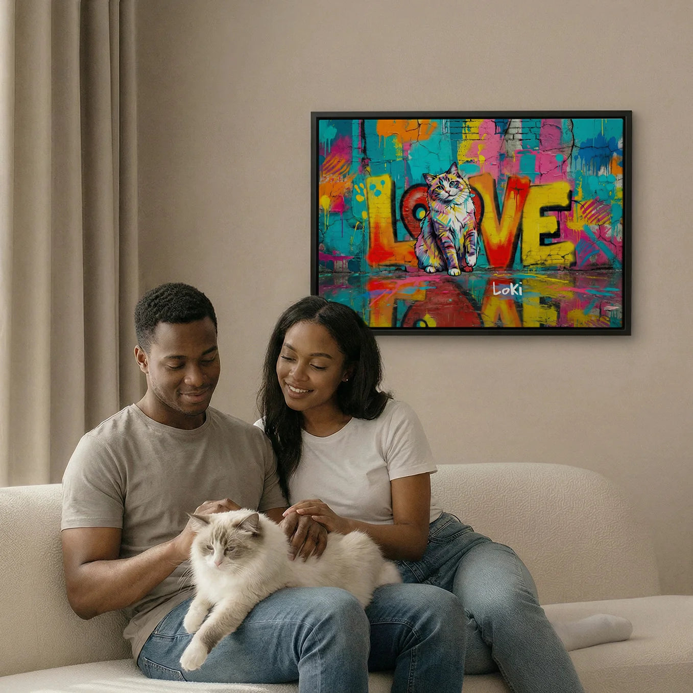 Personalized Canvas "LOVE" Cat
