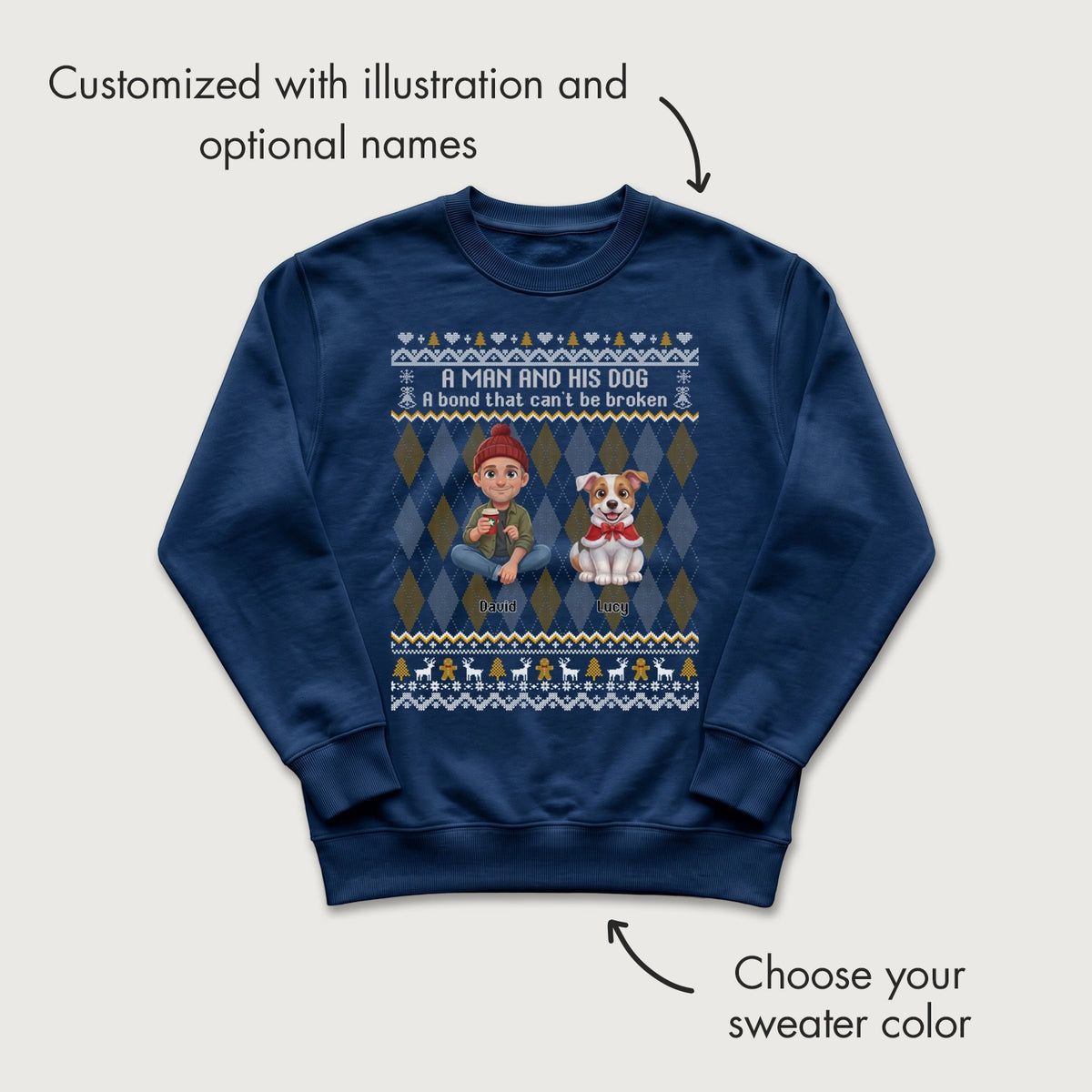Personalized Sweater "Cartoon Dog Christmas"