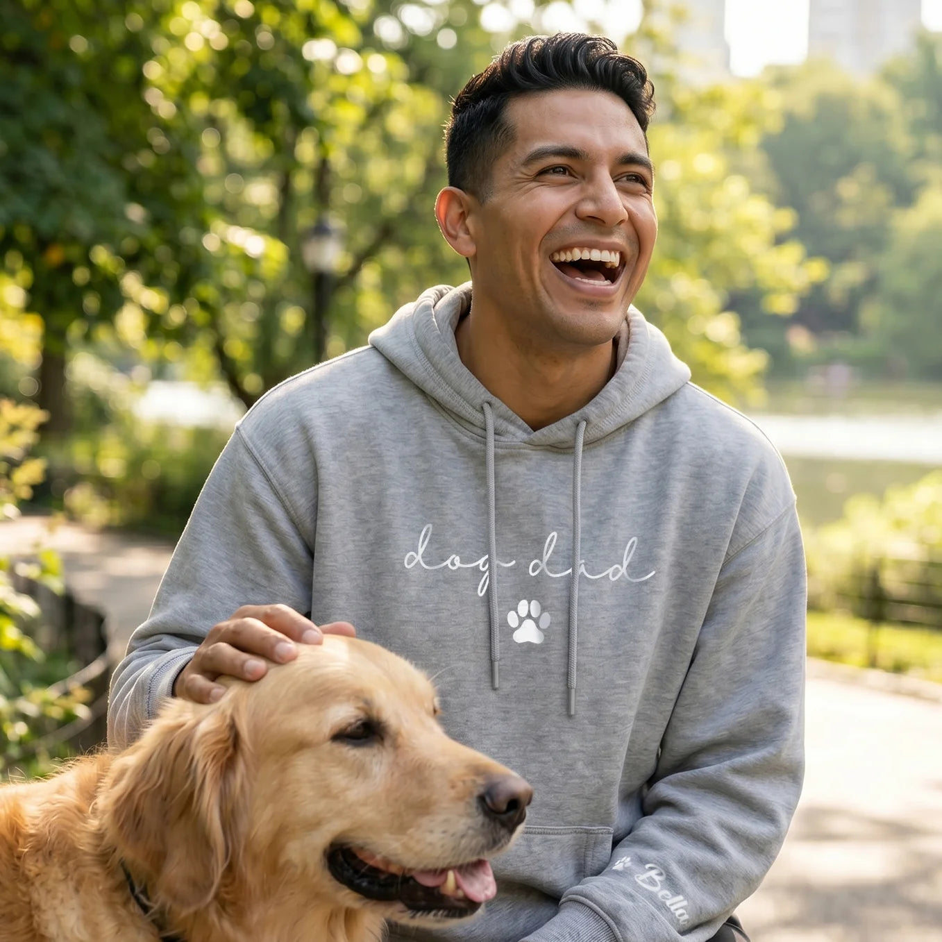 Personalized Hoodie "Dog Dad" with Sleeve Print