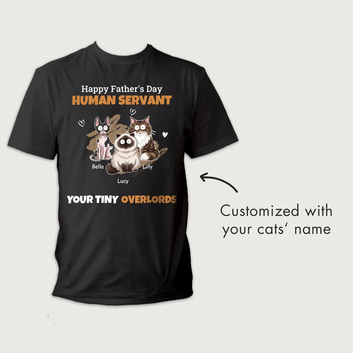 Personalized Human Servant Cat T-Shirt