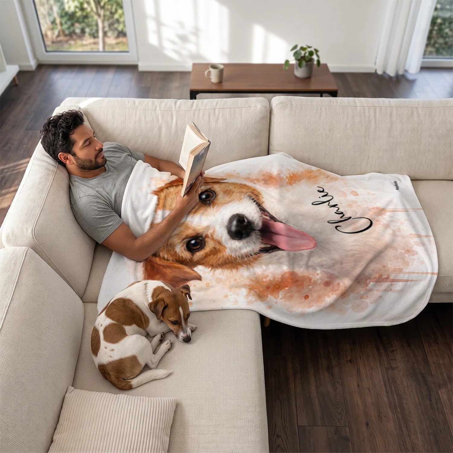 (US) Personalisierte Decke "Wasserfarben Hund"