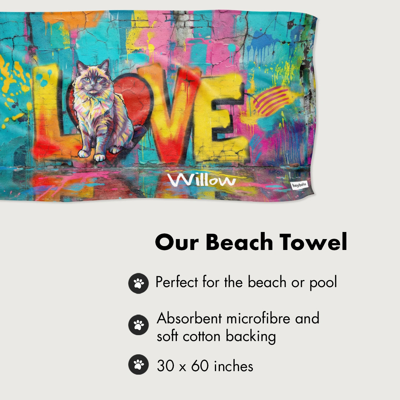 Personalized Towel "Love Cat"