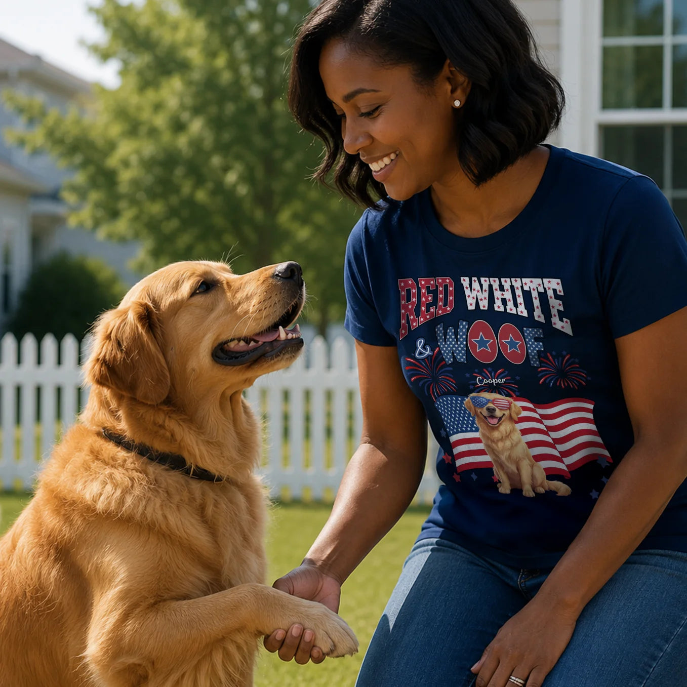 Personalized T-Shirt "Red White Woof"