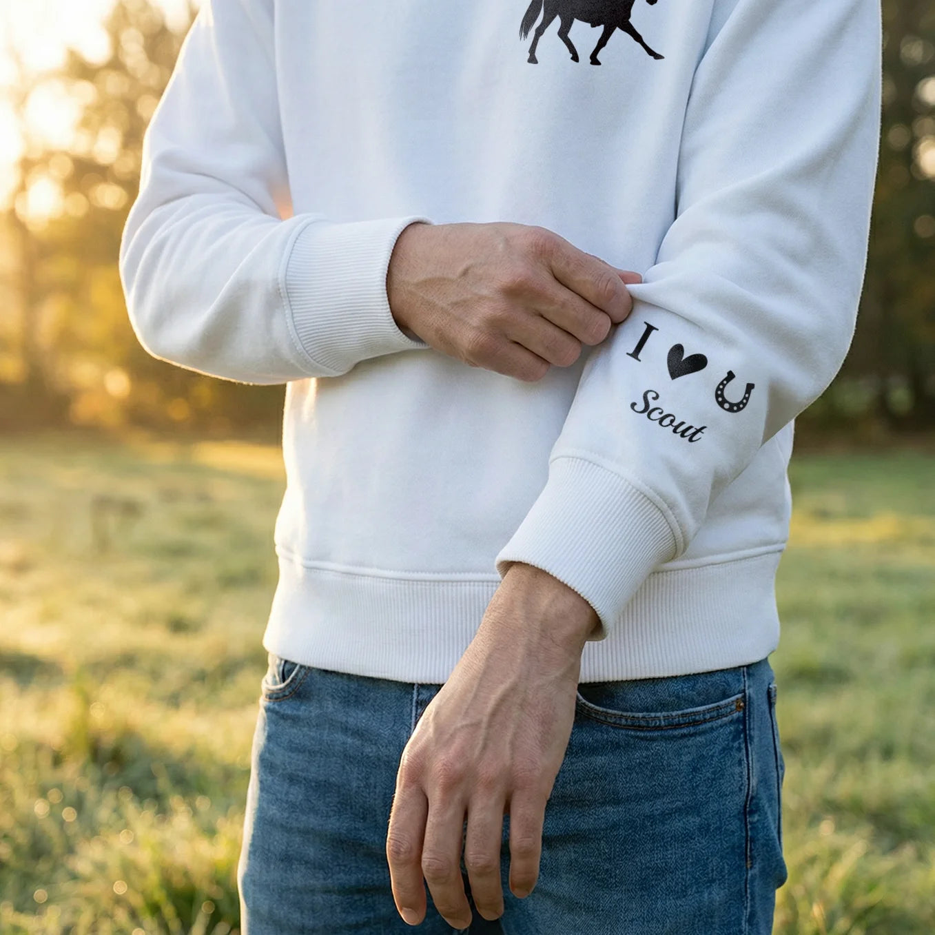 Personalized Sweater "Horse" with Sleeve Print
