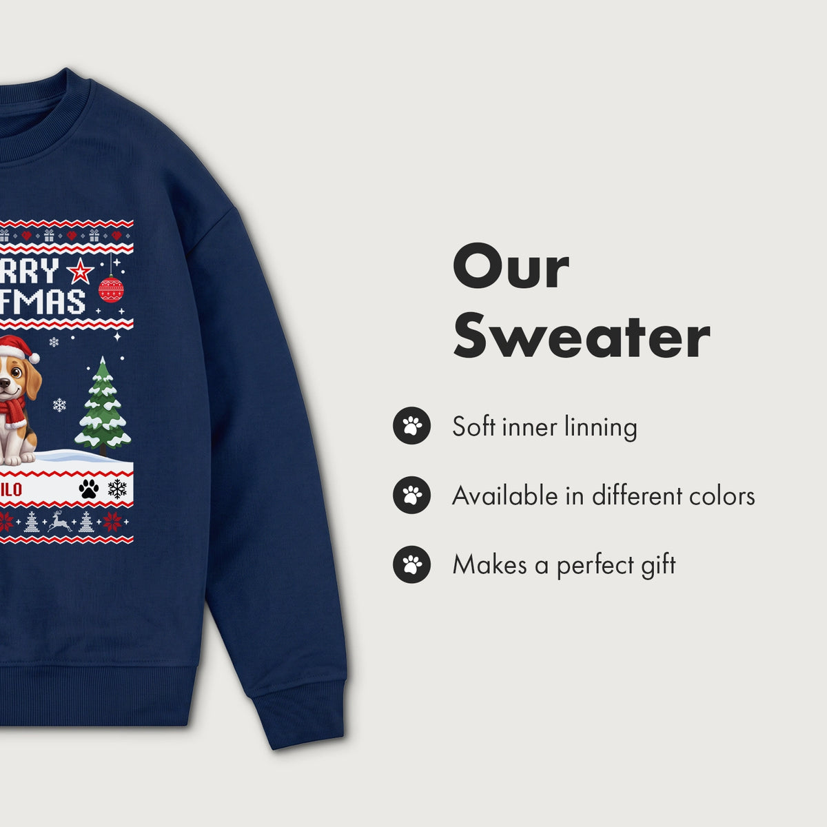 Sweater infographic: soft inner lining, available in different colors, makes a perfect gift