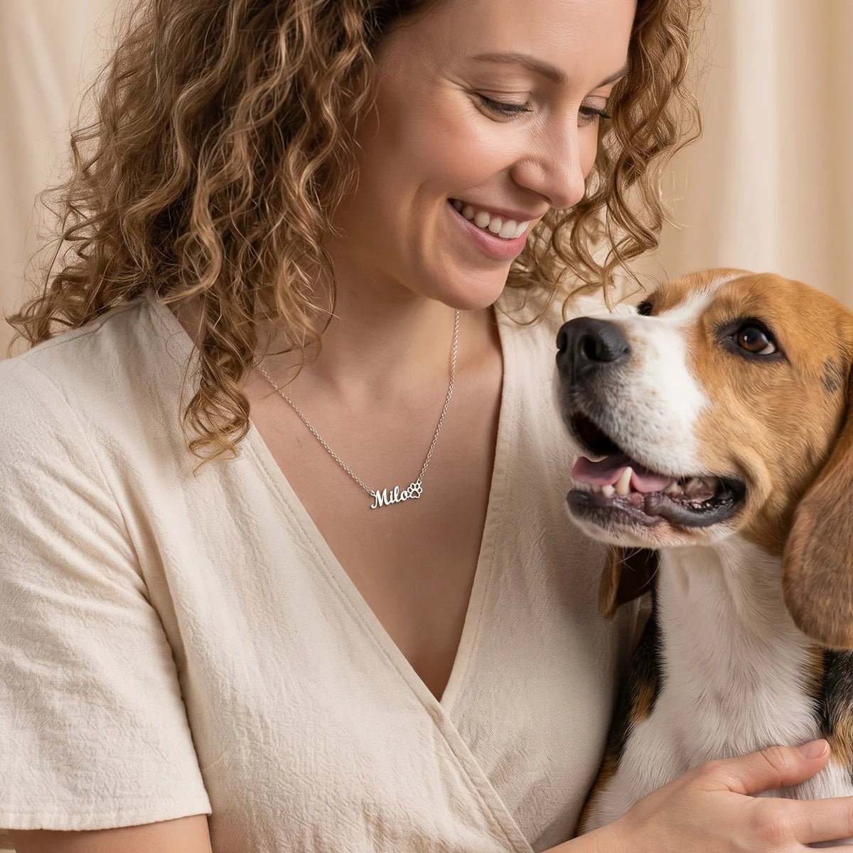 Personalized Necklace "Name with Paw"