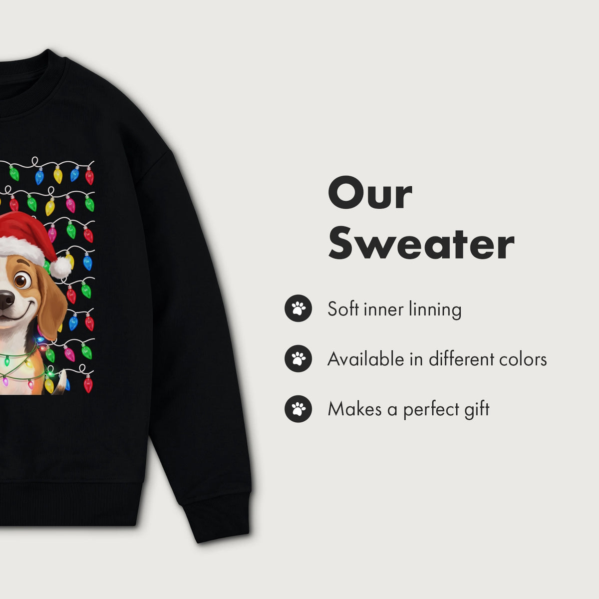 Sweater infographic: soft inner lining, available in different colors, makes a perfect gift