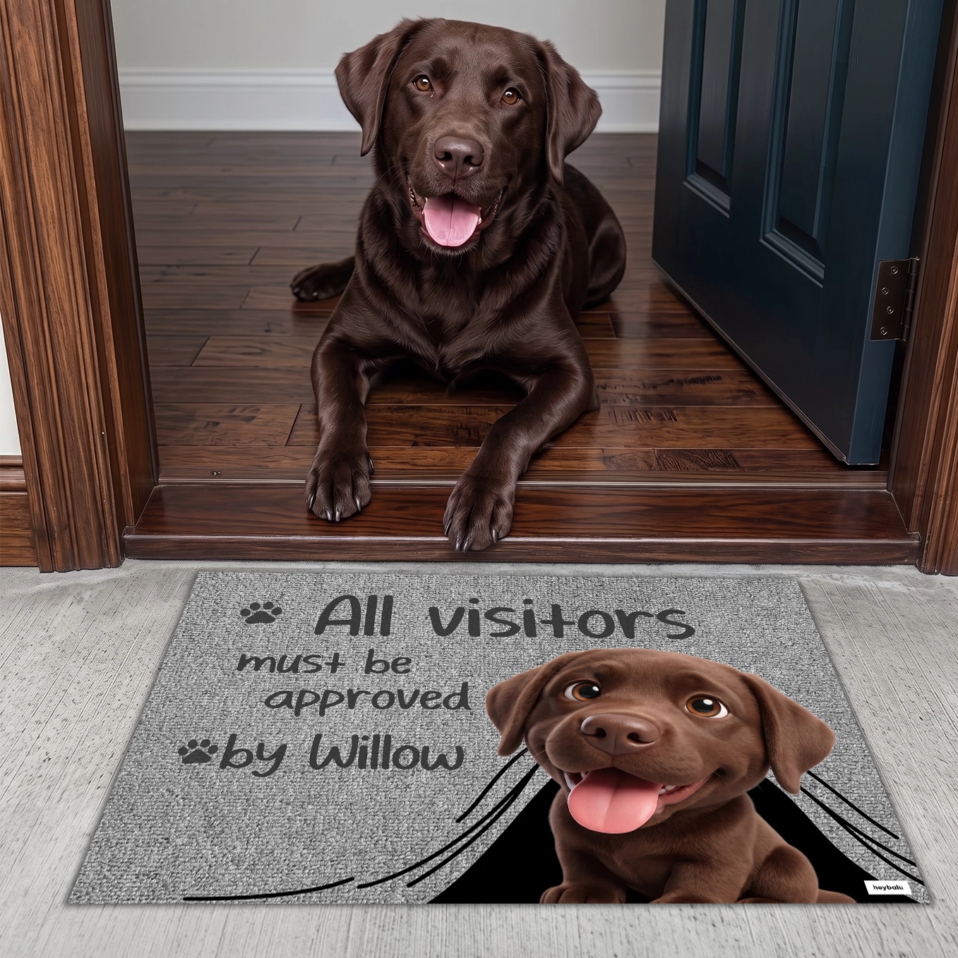 Personalized Doormat "Visit Approved Cartoon"