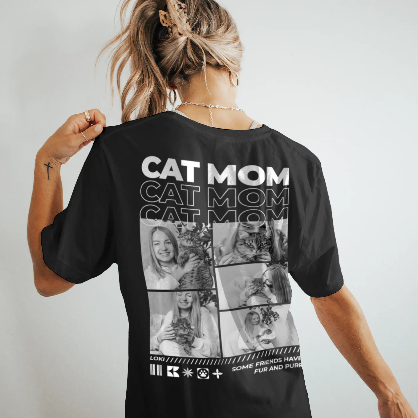 Personalized Oversized T-Shirt "Cat Mom"