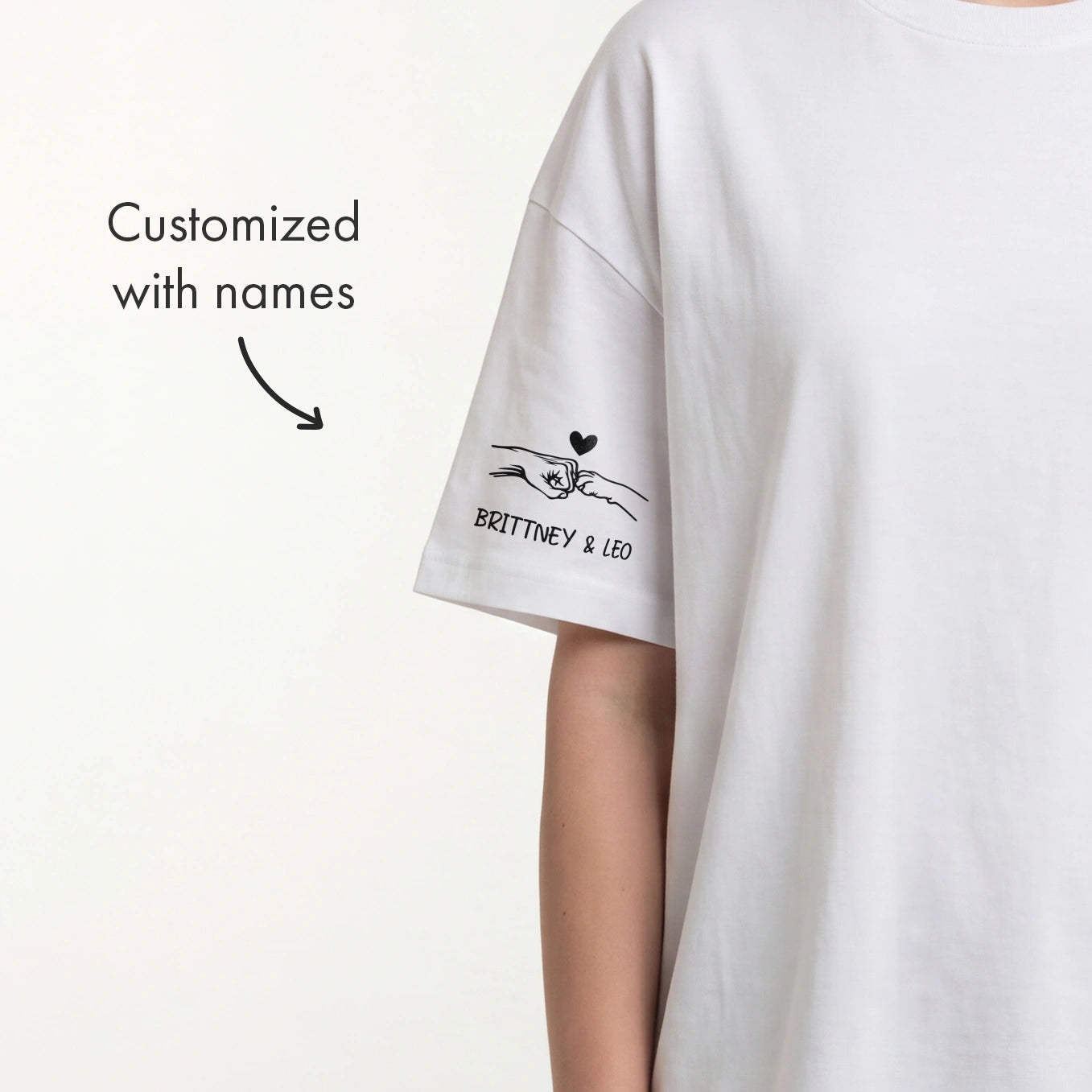 Personalized Oversized Shirt "Cat Mom" with Sleeve Print