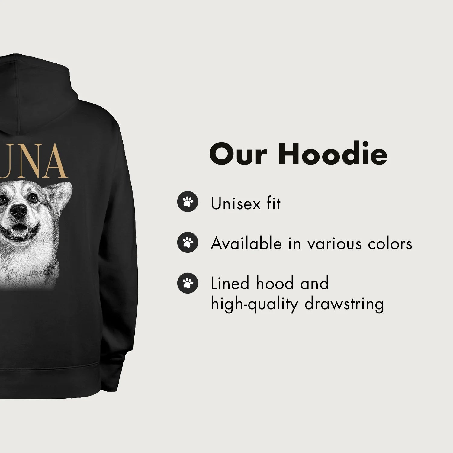 (US) Personalisierter Hoodie "Hund Retro"