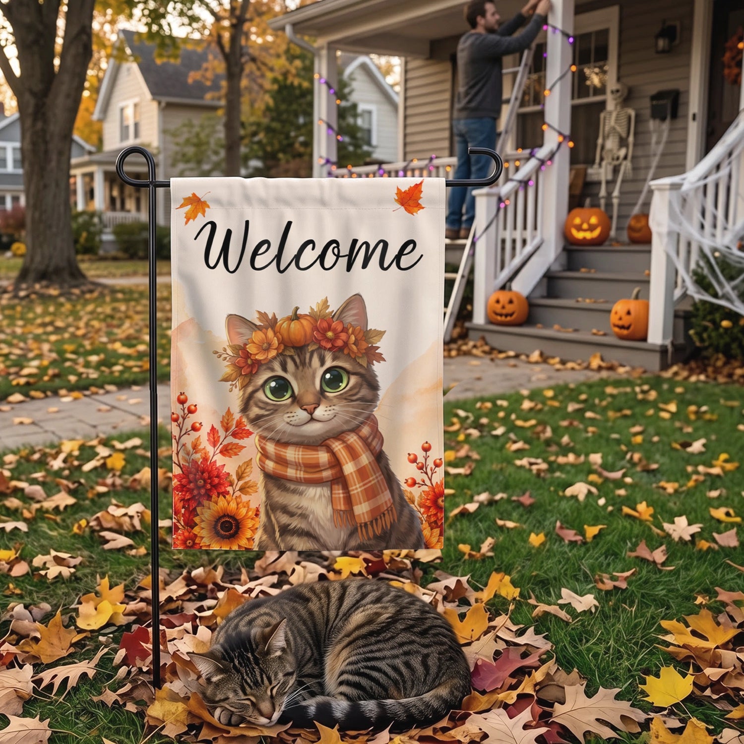 Personalized Flag "Autumn Cat"