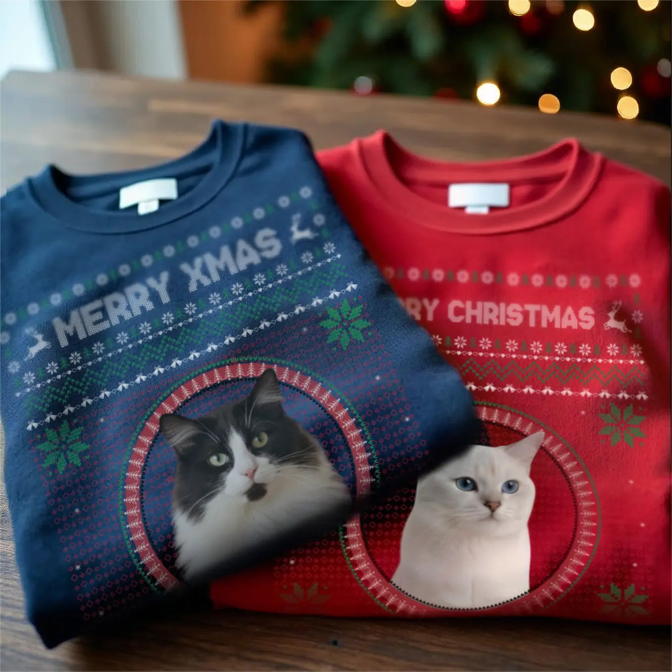 Personalized Christmas Sweater with Cat Photo