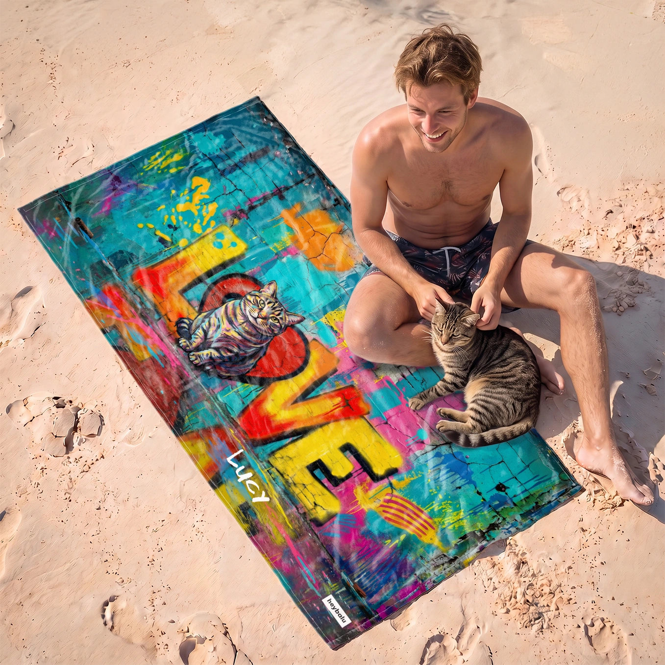 Personalized Towel "Love Cat"