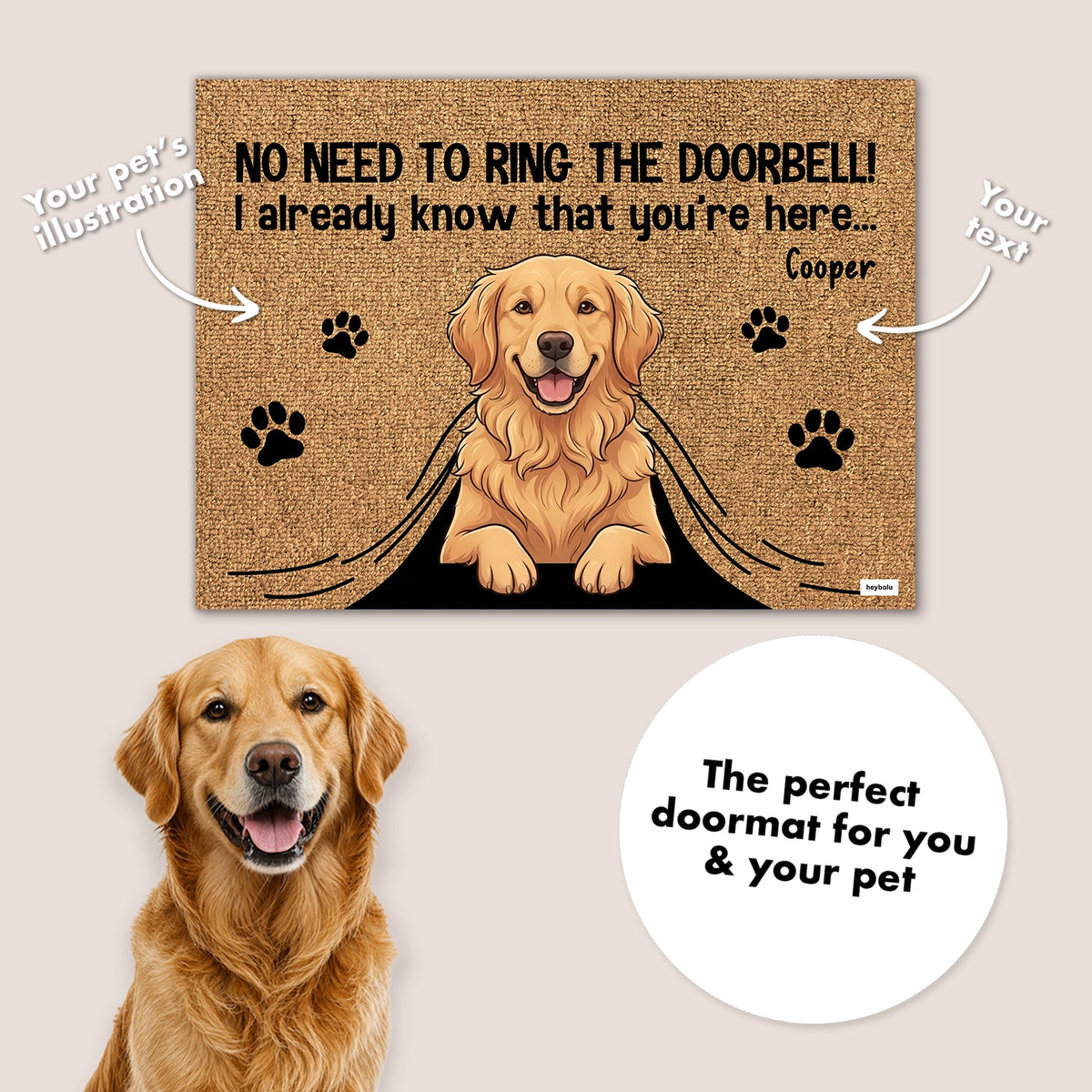 Personalized Doormat "No Need to Ring"