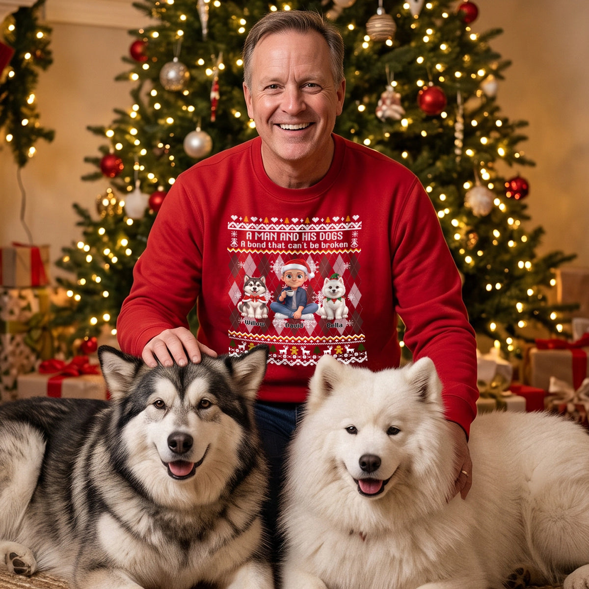 Personalized Sweater "Cartoon Dog Christmas"