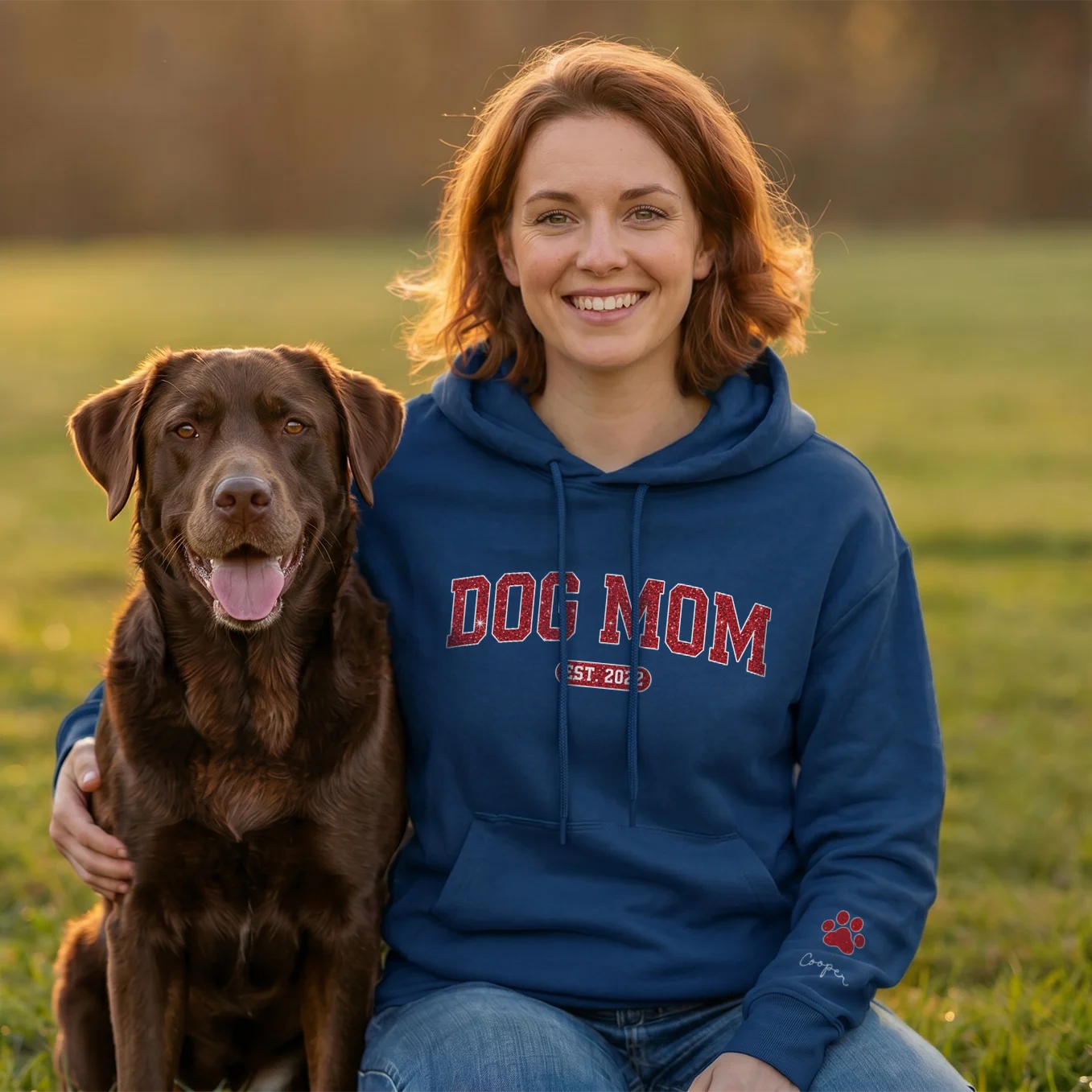 Personalized "Dog Mom Year" Hoodie with Sleeve Print