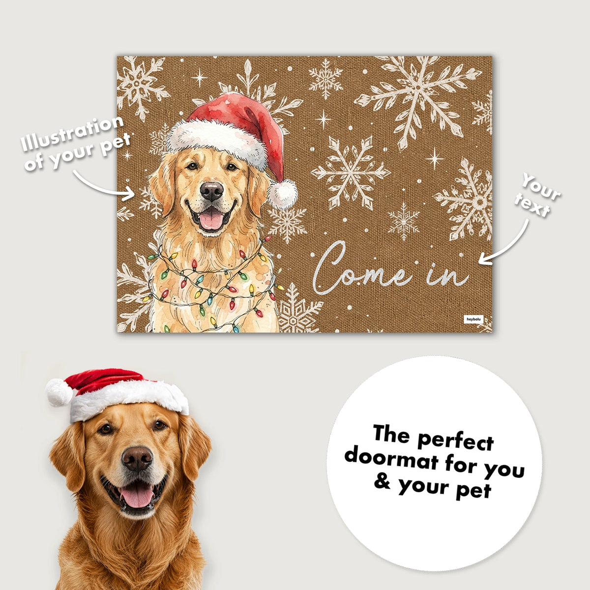 Personalized Doormat "Watercolor Pet Christmas"