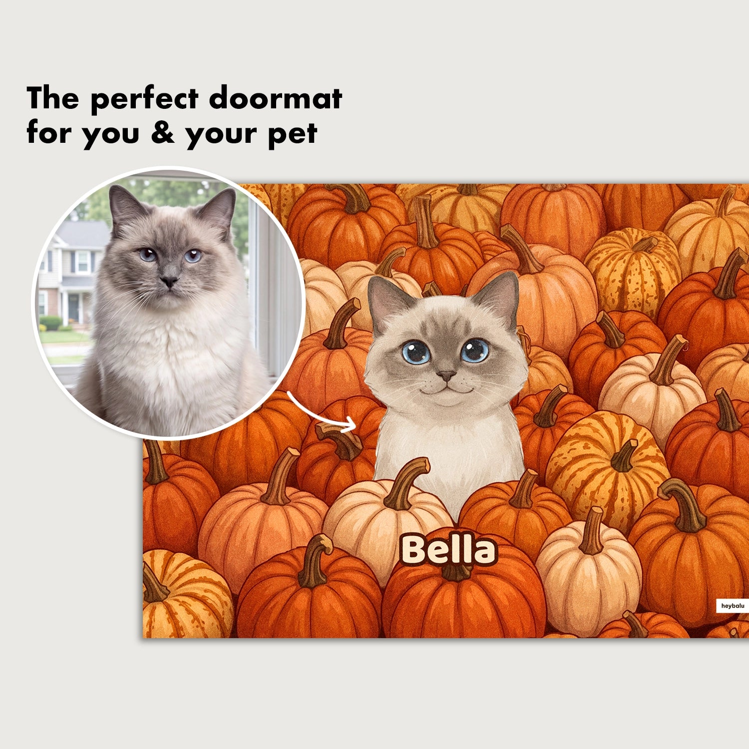 Personalized Doormat "Cats in the Pumpkin Field"