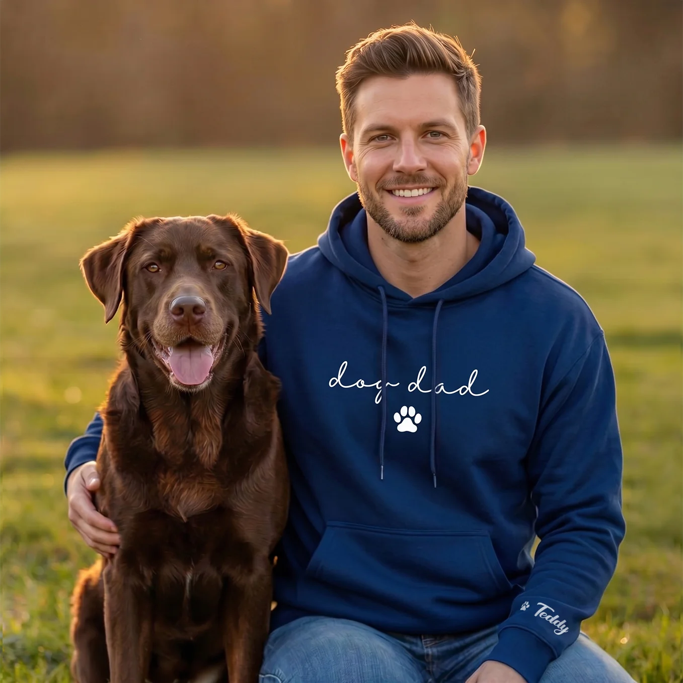 Personalized Hoodie "Dog Dad" with Sleeve Print