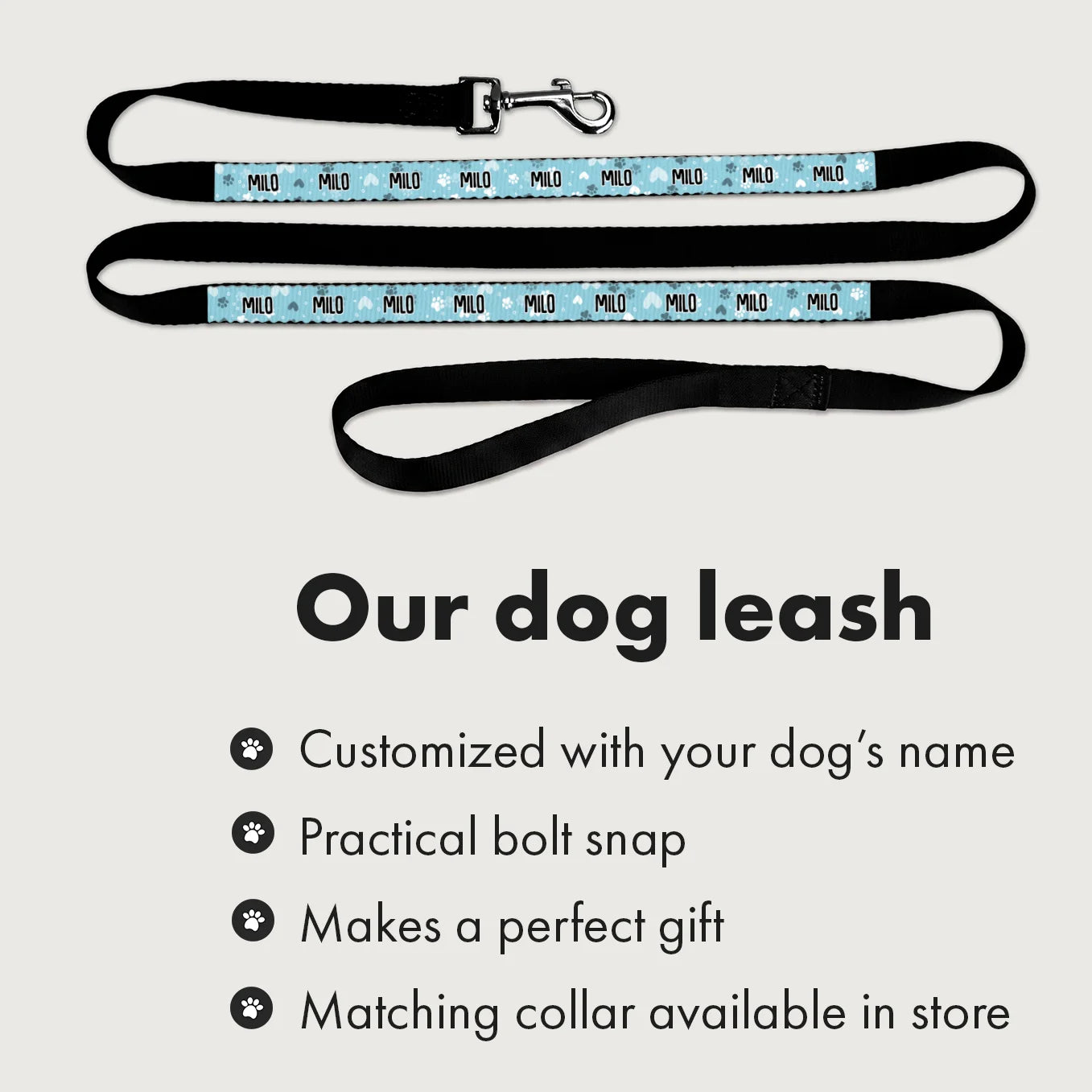 Personalized Dog Leash "Hearts"