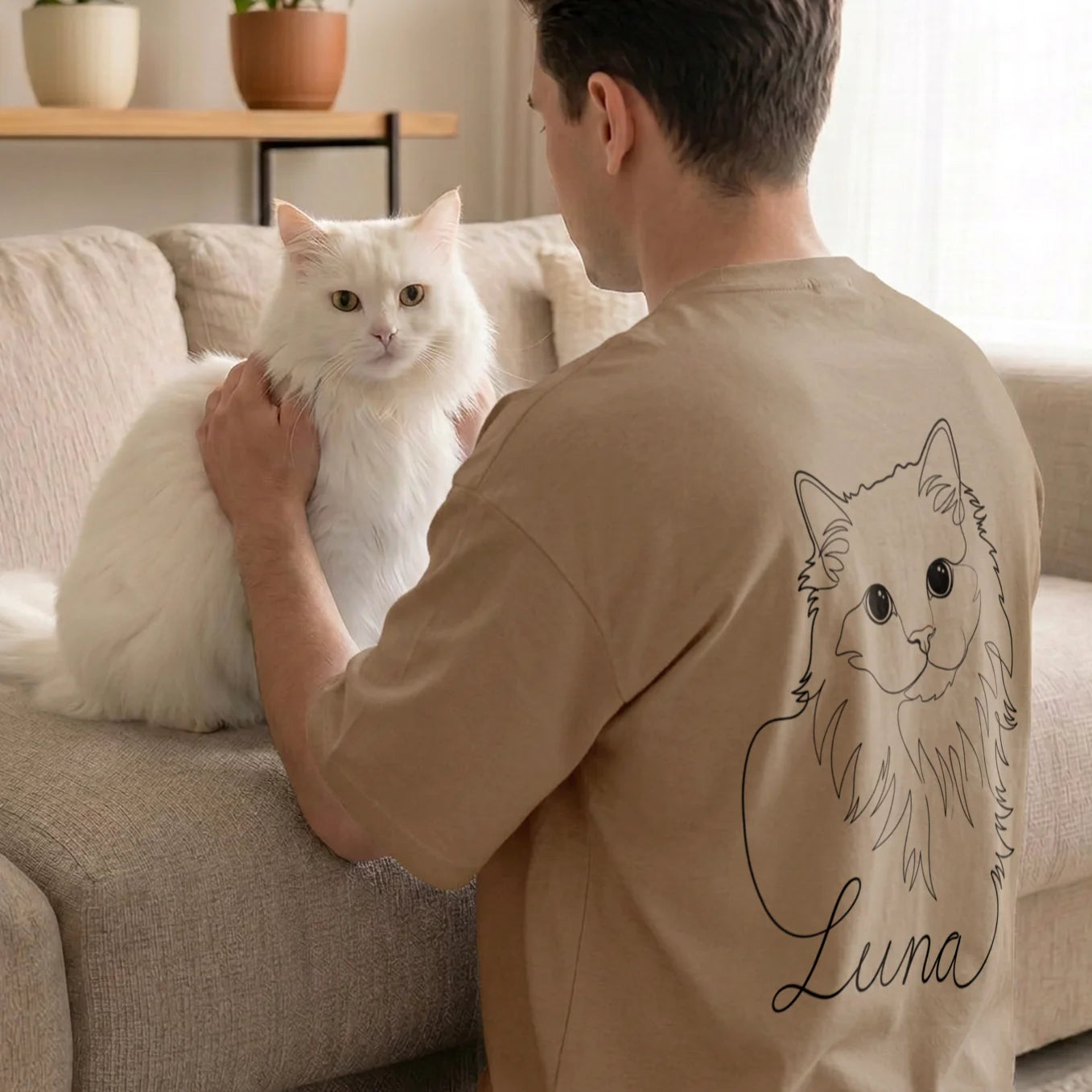 Personalized Oversized Shirt "Cat Dad" with Sleeve Print