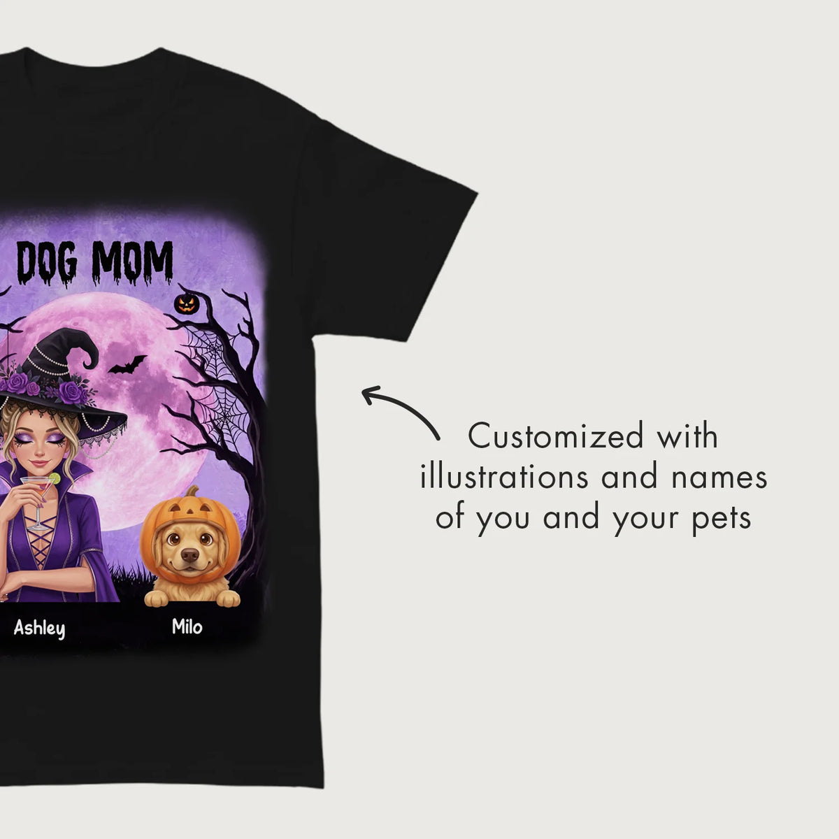 Personalized T-Shirt "Dog Mom Witch"