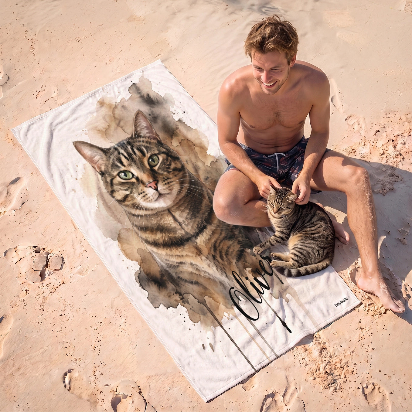 Personalized Towel "Watercolor Cat"