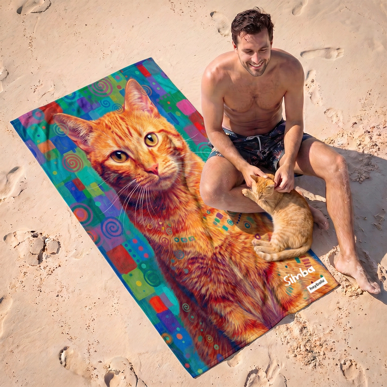 Personalized Beach Towel "Graffiti Cat"