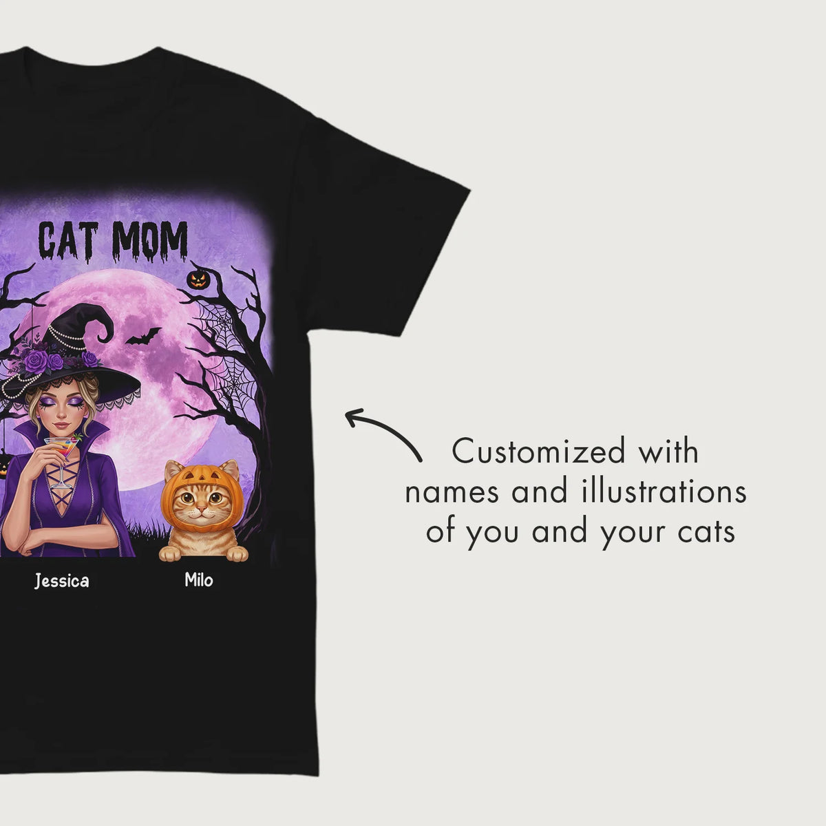 Personalized T-Shirt "Cat Mom Witch"