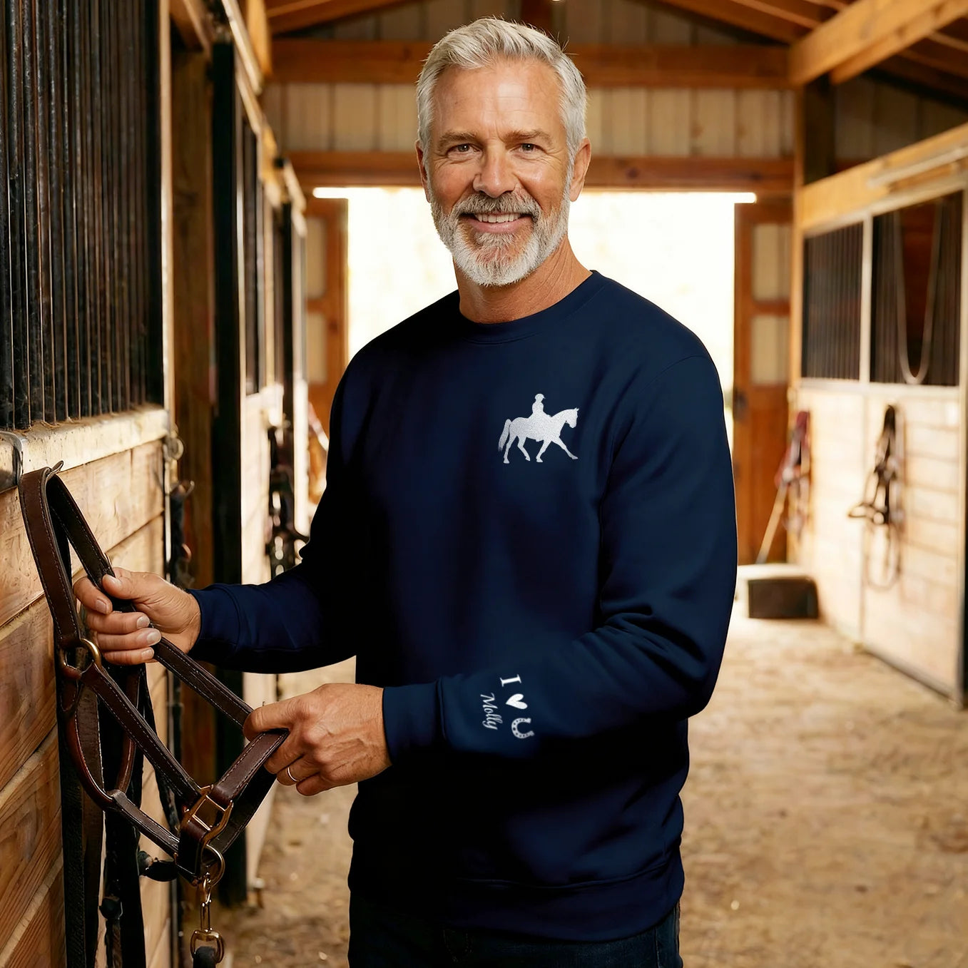 Personalized Sweater "Horse" with Sleeve Print