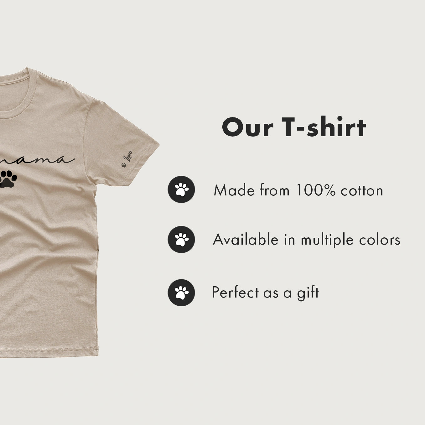 Personalized T-Shirt with Sleeve Print "Dog Mama"