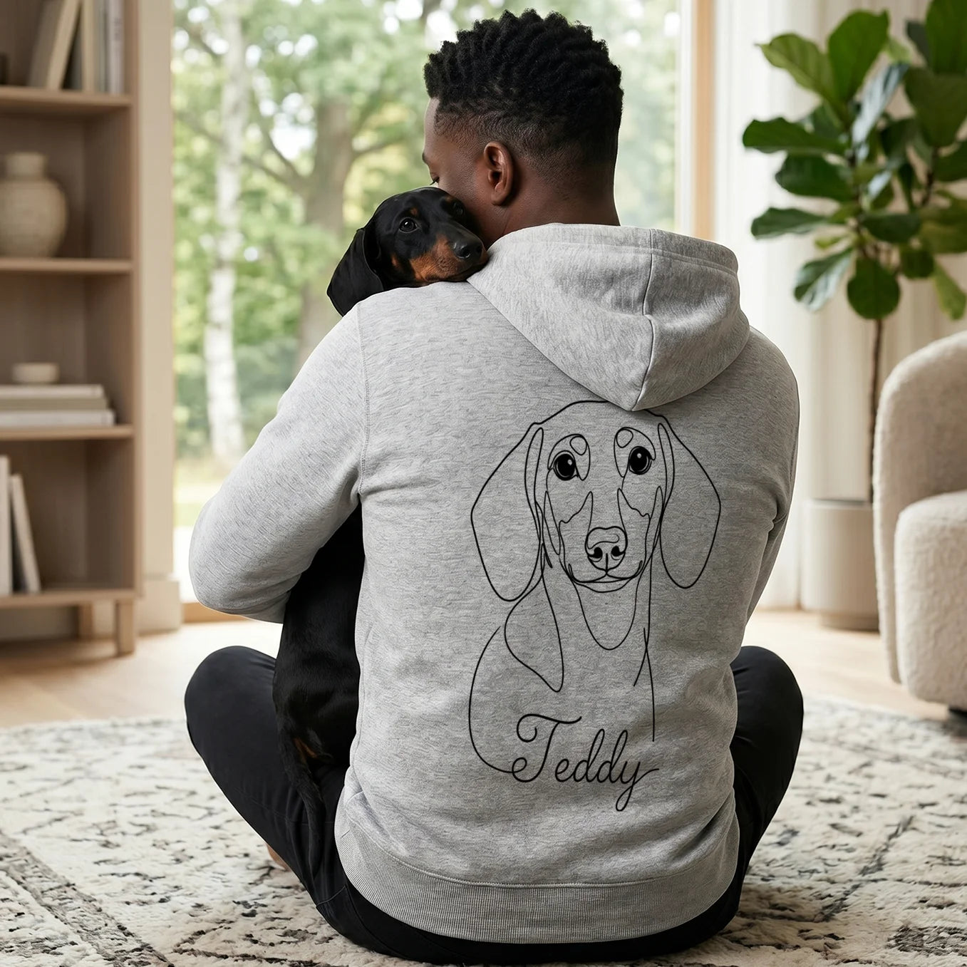 Personalized "Dog Dad" Hoodie with Sleeve Print & Backprint