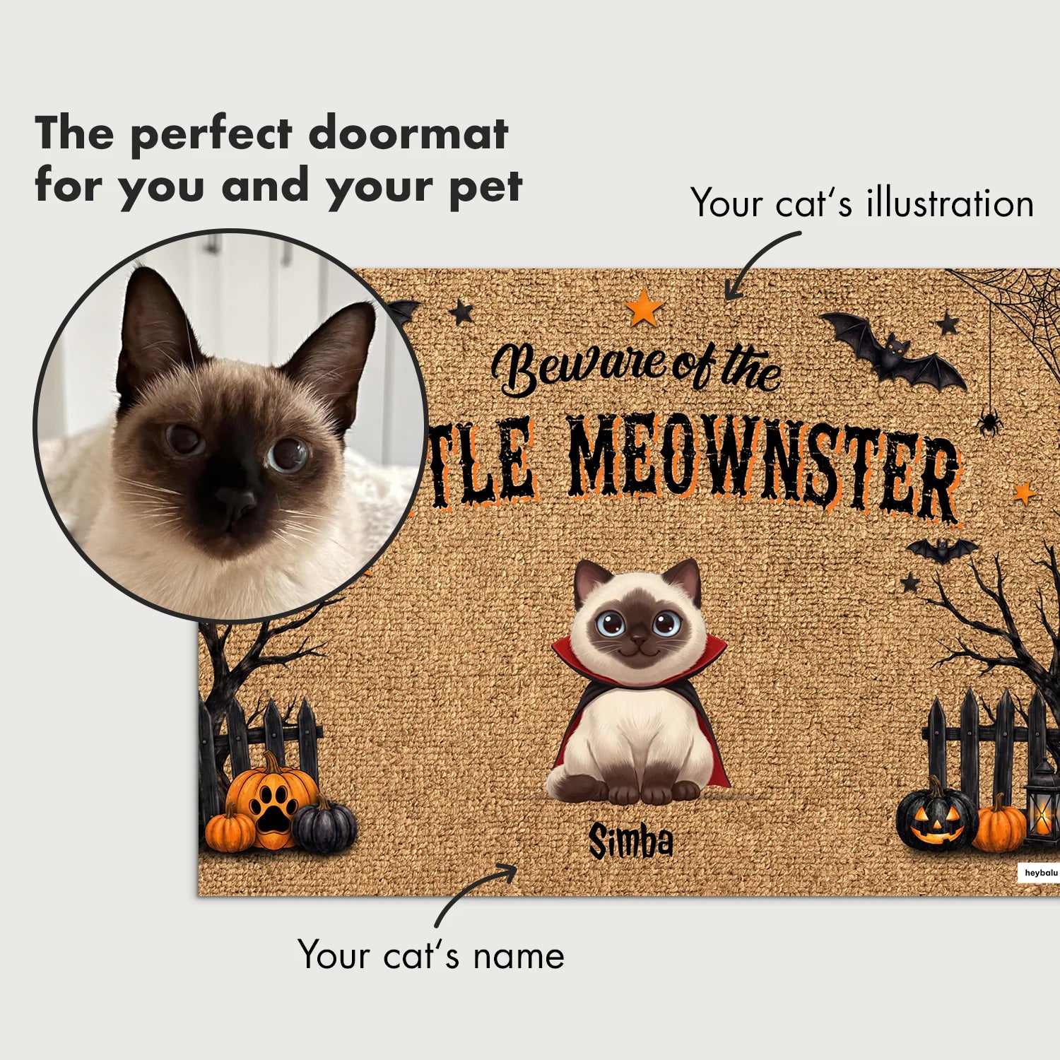 Personalized Doormat "Beware of Little Cats"