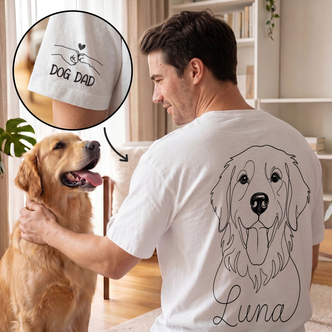 Personalized T-Shirt "Dog Dad" with Sleeve Print